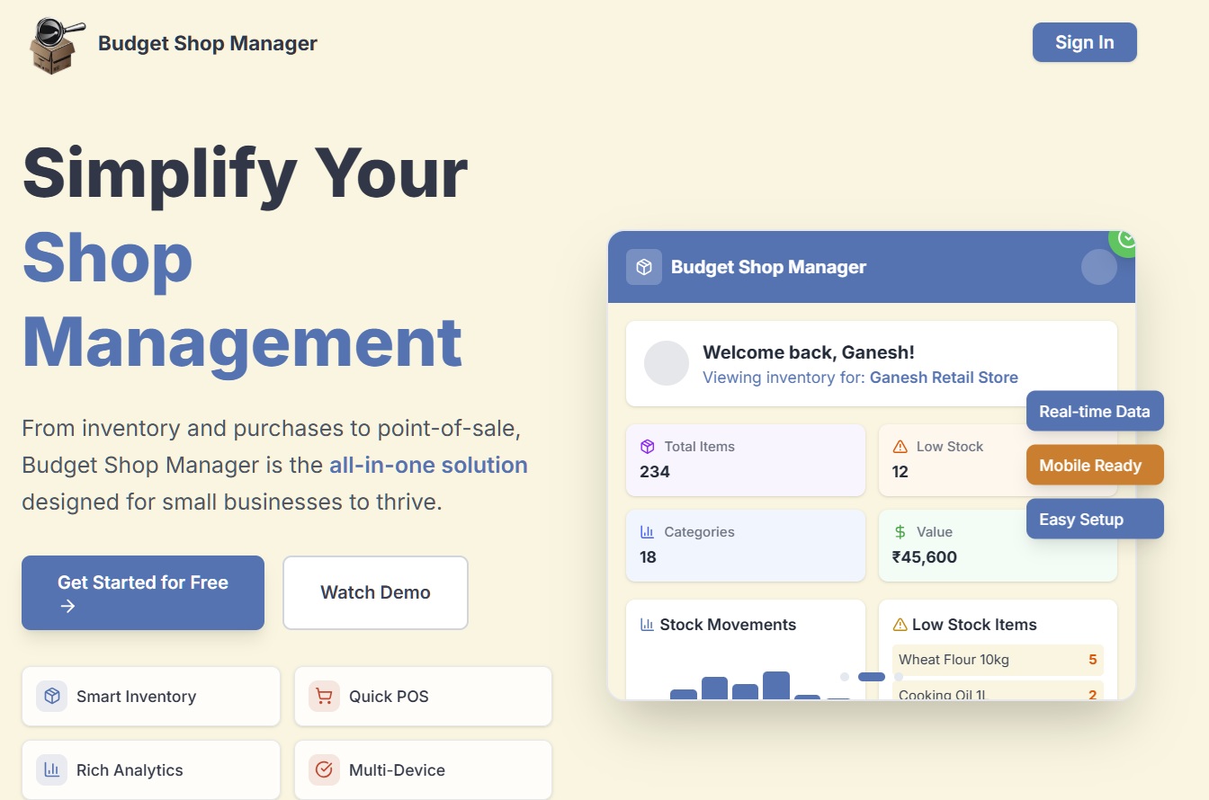Budget Store Manager Interface